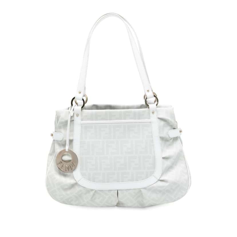 Fendi Large Zucca Spalmati Chef Shopper Tote White Canvas Very good condition - Front View