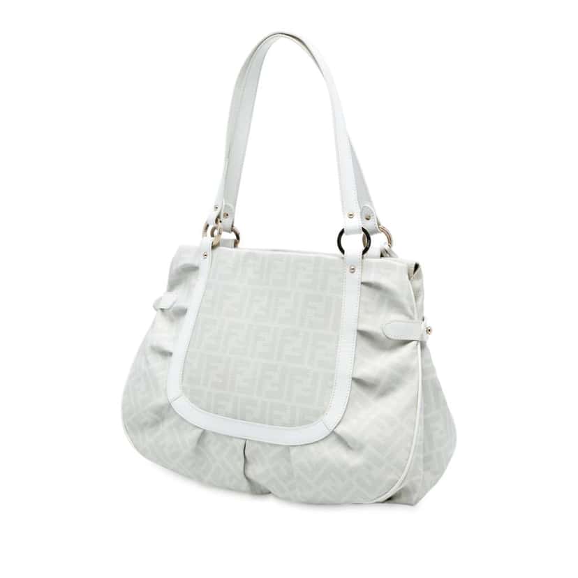 Fendi Large Zucca Spalmati Chef Shopper Tote White Canvas Very good condition - Back View