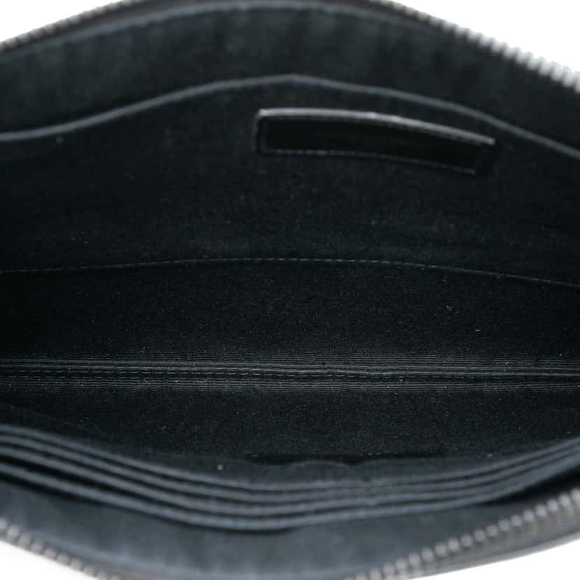 Saint Laurent Croc Embossed Leather Monogram Clutch Black Leather Very good condition - Model View