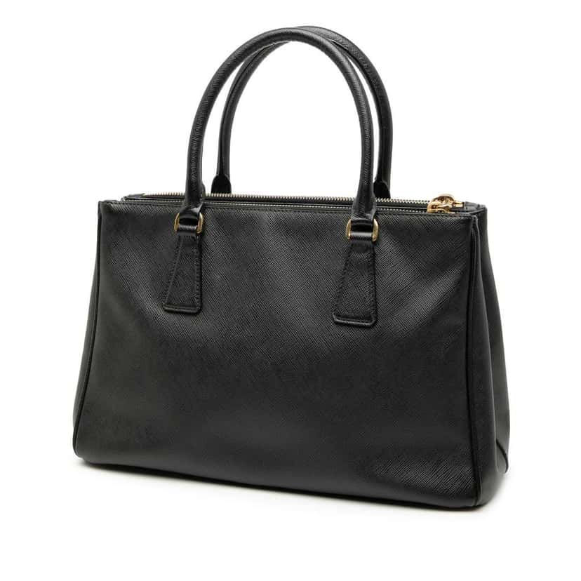 Prada Small Saffiano Lux Galleria Double Zip Satchel Black Leather Good condition - Back View