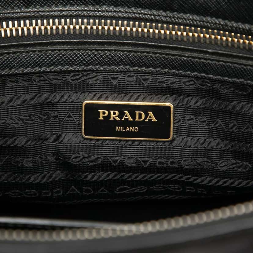 Prada Small Saffiano Lux Galleria Double Zip Satchel Black Leather Good condition - Box View