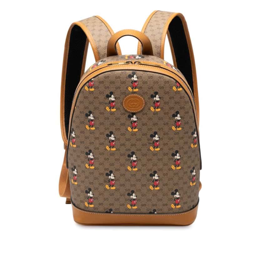Gucci Disney Small Micro GG Supreme Mickey Mouse Dome Backpack Brown Canvas Good condition - Front View