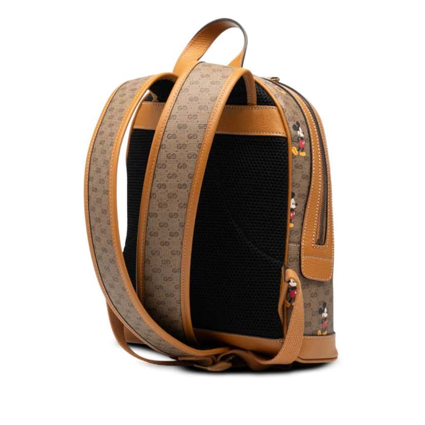 Gucci Disney Small Micro GG Supreme Mickey Mouse Dome Backpack Brown Canvas Good condition - Back View