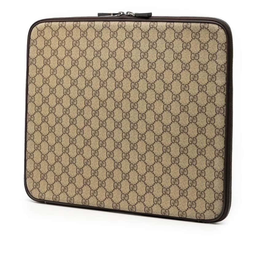 Gucci GG Supreme Laptop Case Brown Canvas Very good condition - Back View