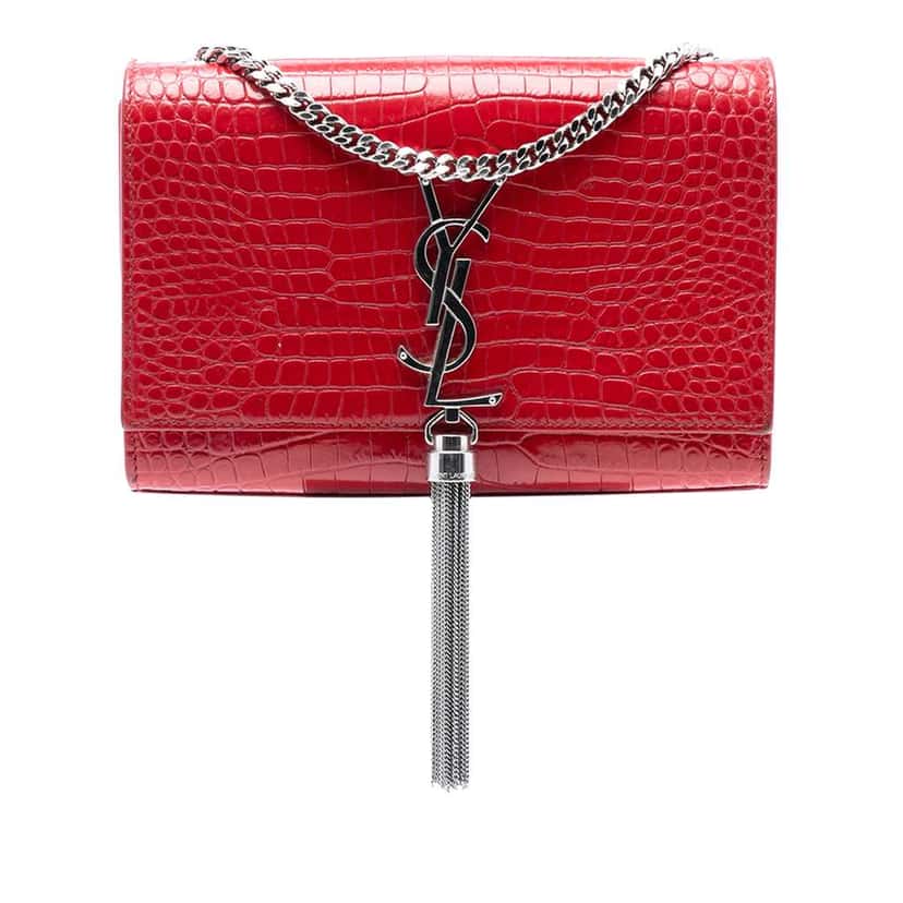 Saint Laurent Small Embossed Leather Kate Tassel Crossbody Red Leather Very good condition - Front View