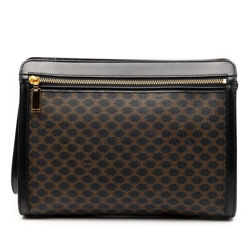 Celine Macadam Coated Canvas Clutch Black Canvas Good condition - Front View