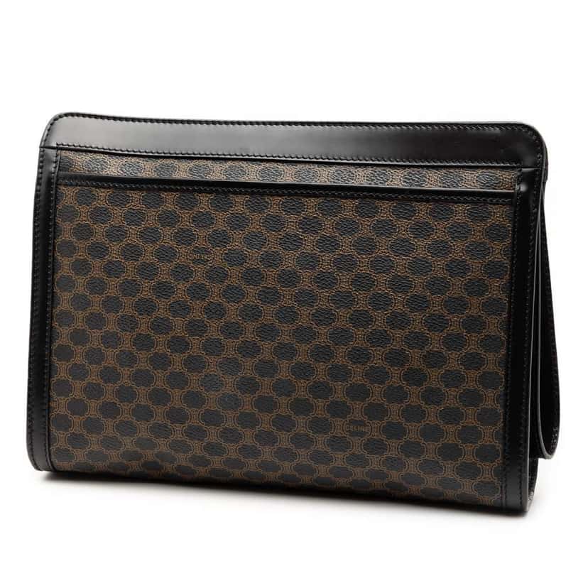 Celine Macadam Coated Canvas Clutch Black Canvas Good condition - Back View