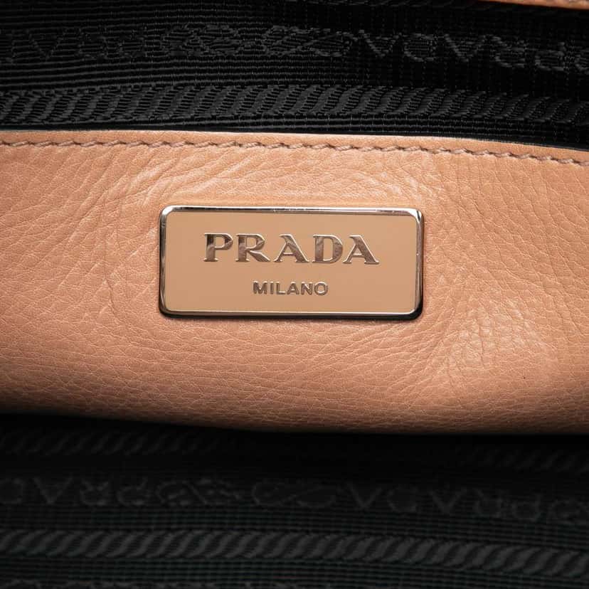 Prada Glace Calf Twin Pocket Satchel Brown Leather Good condition - Box View