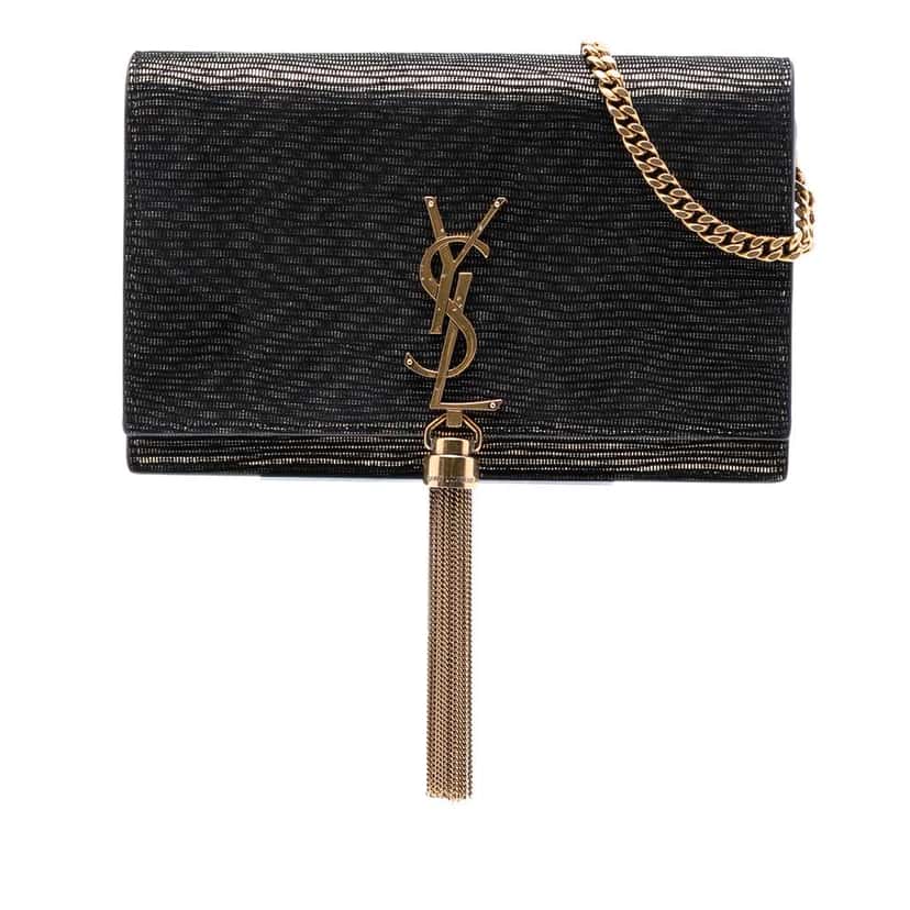 Saint Laurent Suede Monogram Kate Tassel Wallet on Chain Black Leather Good condition - Front View