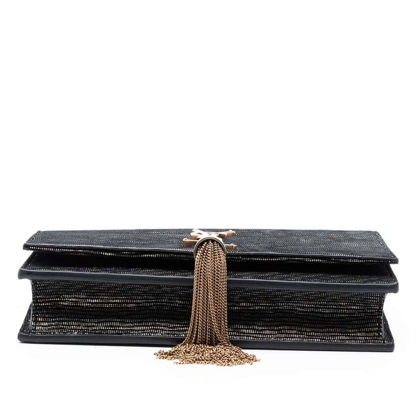 Saint Laurent Suede Monogram Kate Tassel Wallet on Chain Black Leather Good condition - Inside View