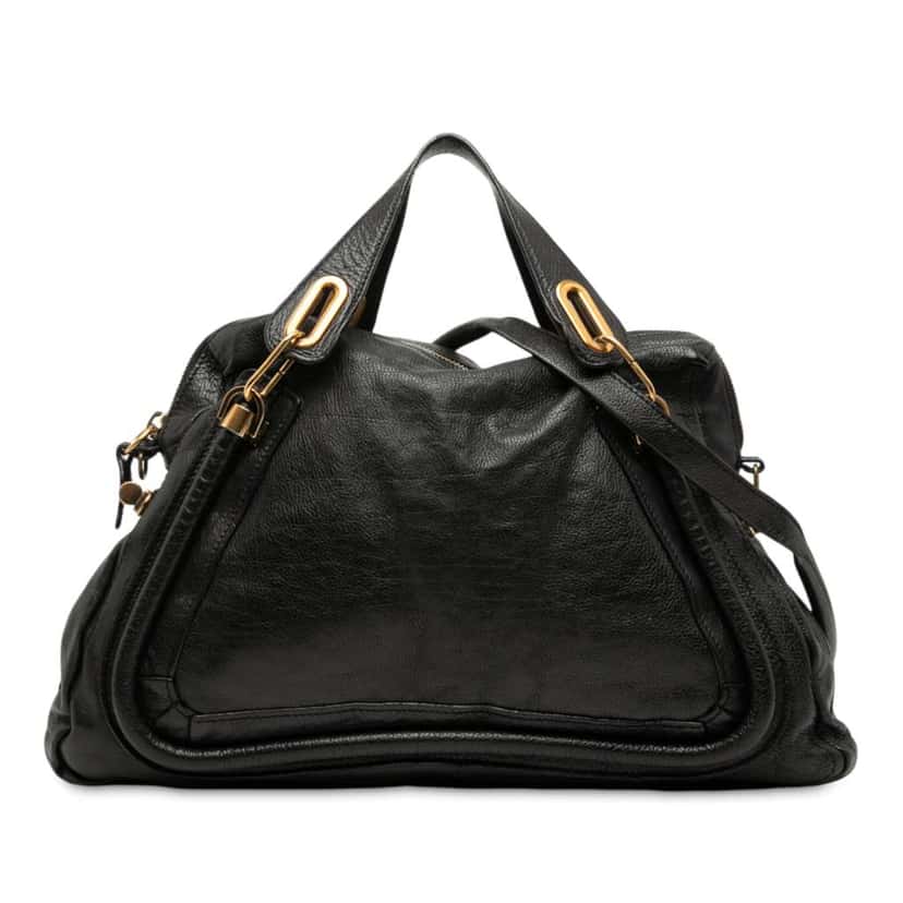 Chloé Large Pebbled Leather Paraty Satchel Black Leather Good condition - Front View