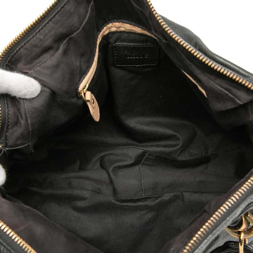 Chloé Large Pebbled Leather Paraty Satchel Black Leather Good condition - Model View