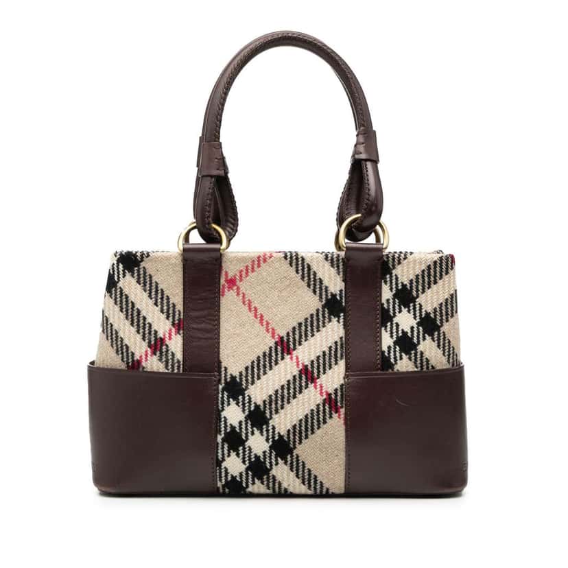 Burberry Supernova Check Wool Tote Brown Wool Good condition - Front View