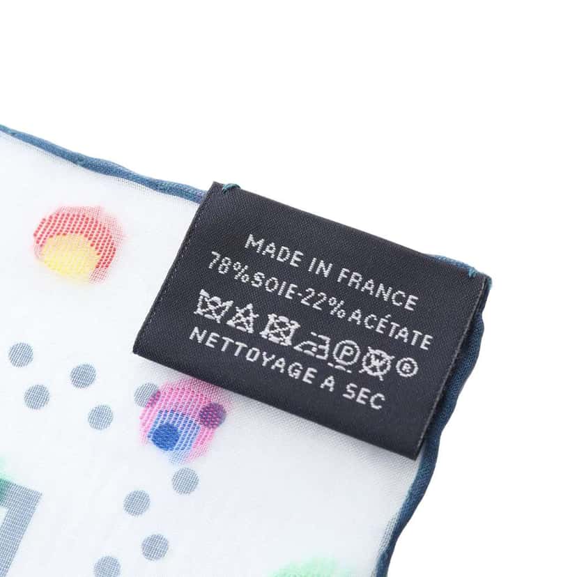 Hermès Sangles En Zig Zag Pois Rainbow Silk Acetate Scarf Blue Silk Good condition - Back View