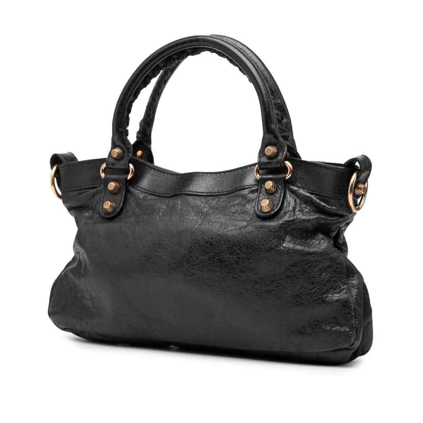 Balenciaga Lambskin Motocross Giant 12 First Satchel Black Leather Good condition - Back View