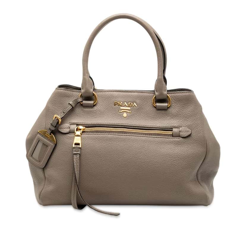 Prada Vitello Phenix Open Convertible Tote Brown Leather Very good condition - Front View