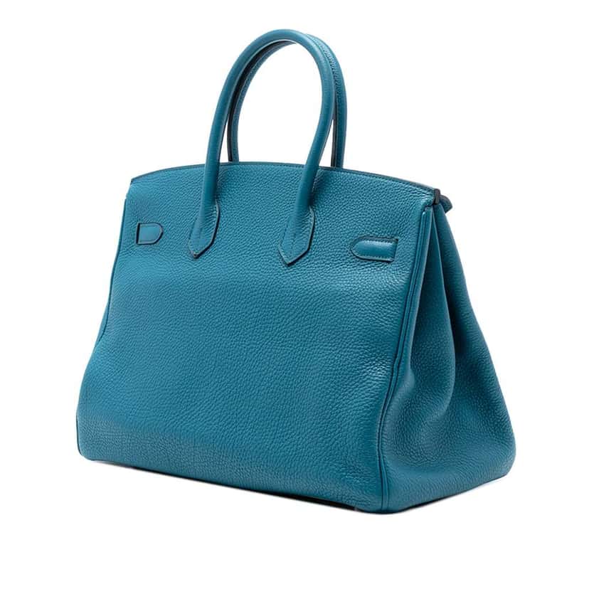 Hermès Togo Birkin Retourne 35 Blue Leather Good condition - Back View