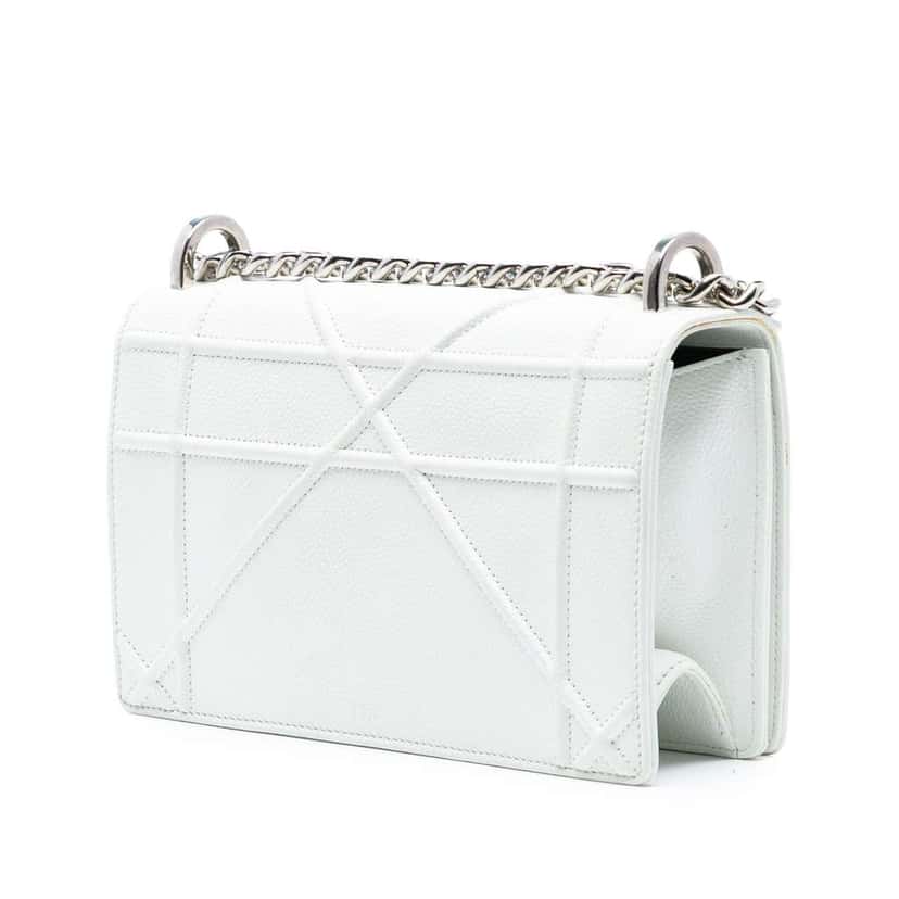 Dior Small Grained Calfskin Diorama Flap White Leather Good condition - Back View