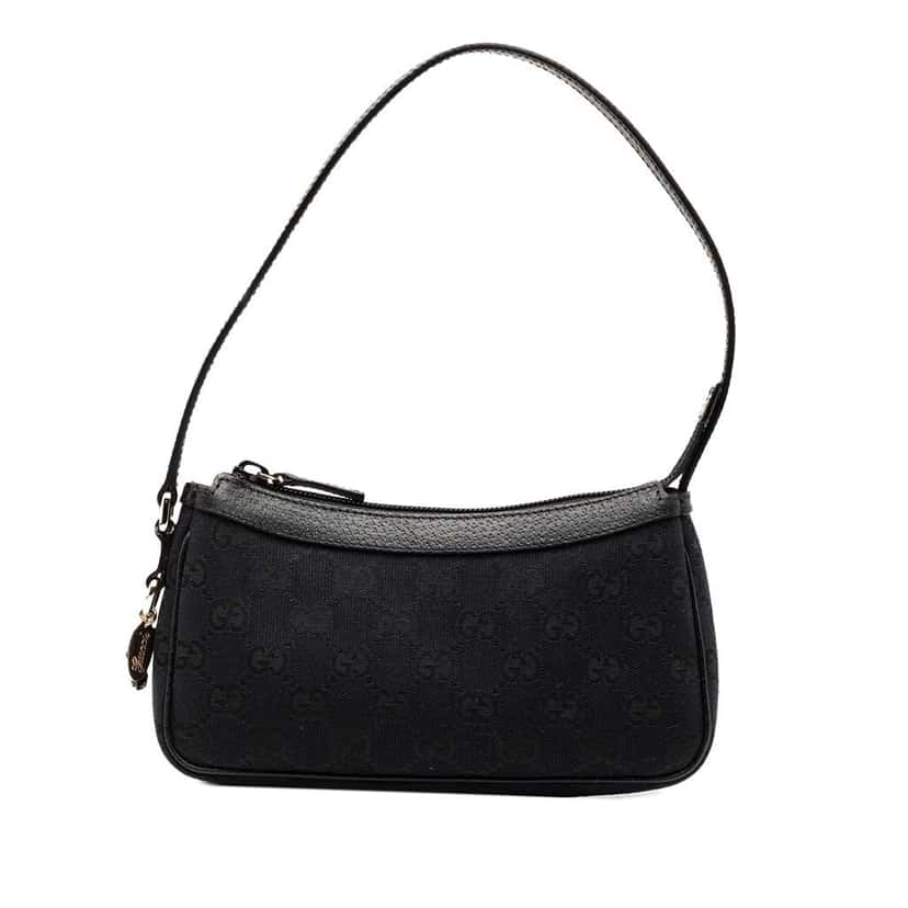 Gucci GG Canvas Shoulder Bag Black Canvas Good condition - Front View