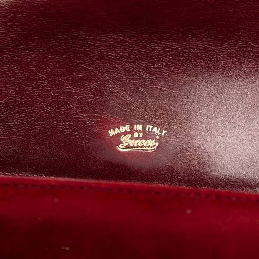 Gucci GG Suede Flap Shoulder Bag Red Leather Good condition - Box View
