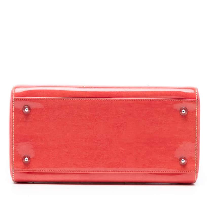 Dior Medium Ombre Patent Cannage Lady Dior Orange Leather Good condition - Inside View