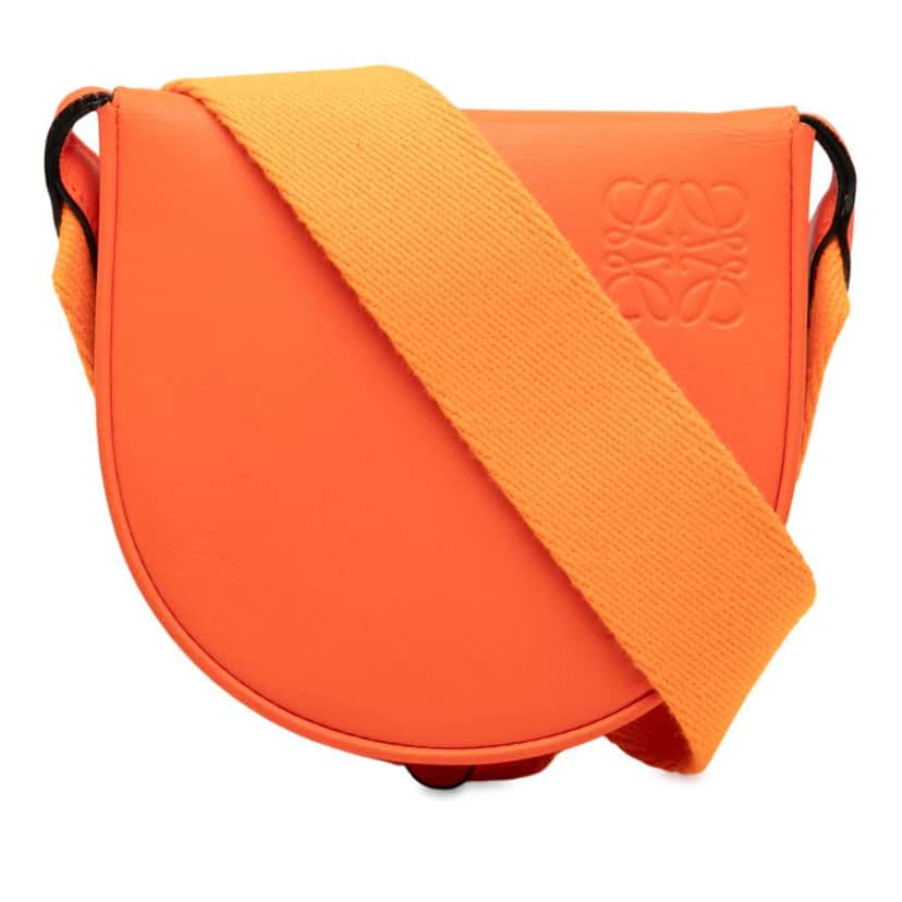 Loewe Small Soft Calfskin Heel Pouch Orange Leather Very good condition - Front View