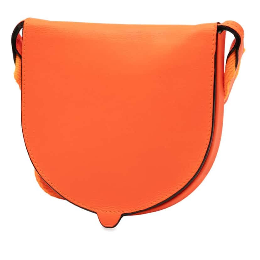 Loewe Small Soft Calfskin Heel Pouch Orange Leather Very good condition - Back View