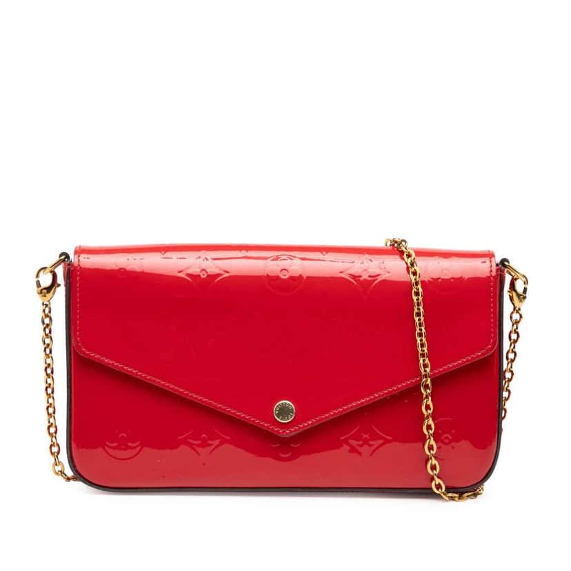 Louis Vuitton Monogram Vernis Pochette Felicie Red Leather Good condition - Front View