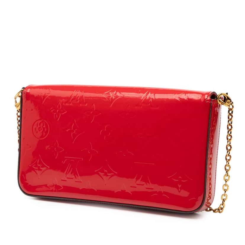 Louis Vuitton Monogram Vernis Pochette Felicie Red Leather Good condition - Back View