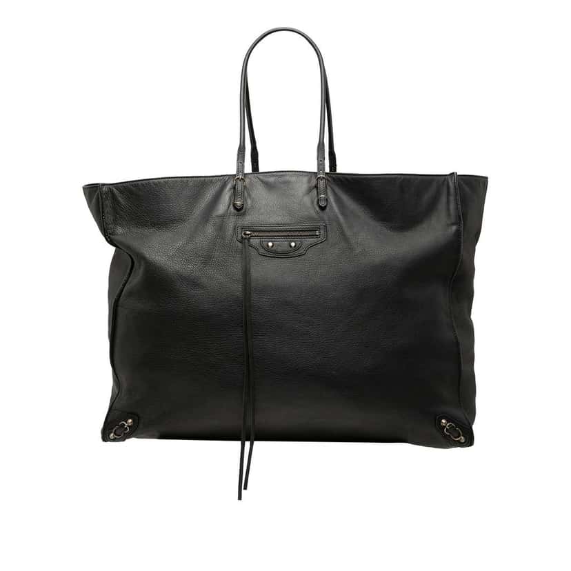 Balenciaga Leather Papier A4 Zip Around Tote Black Leather Good condition - Front View