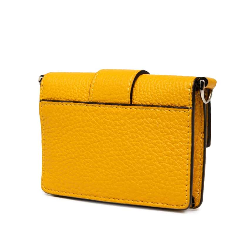 Fendi Micro Leather Flat Baguette Crossbody Yellow Leather Very good condition - Back View