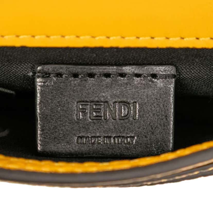 Fendi Micro Leather Flat Baguette Crossbody Yellow Leather Very good condition - Box View