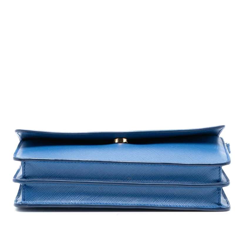 Prada Saffiano Wallet on Strap Blue Leather Very good condition - Inside View