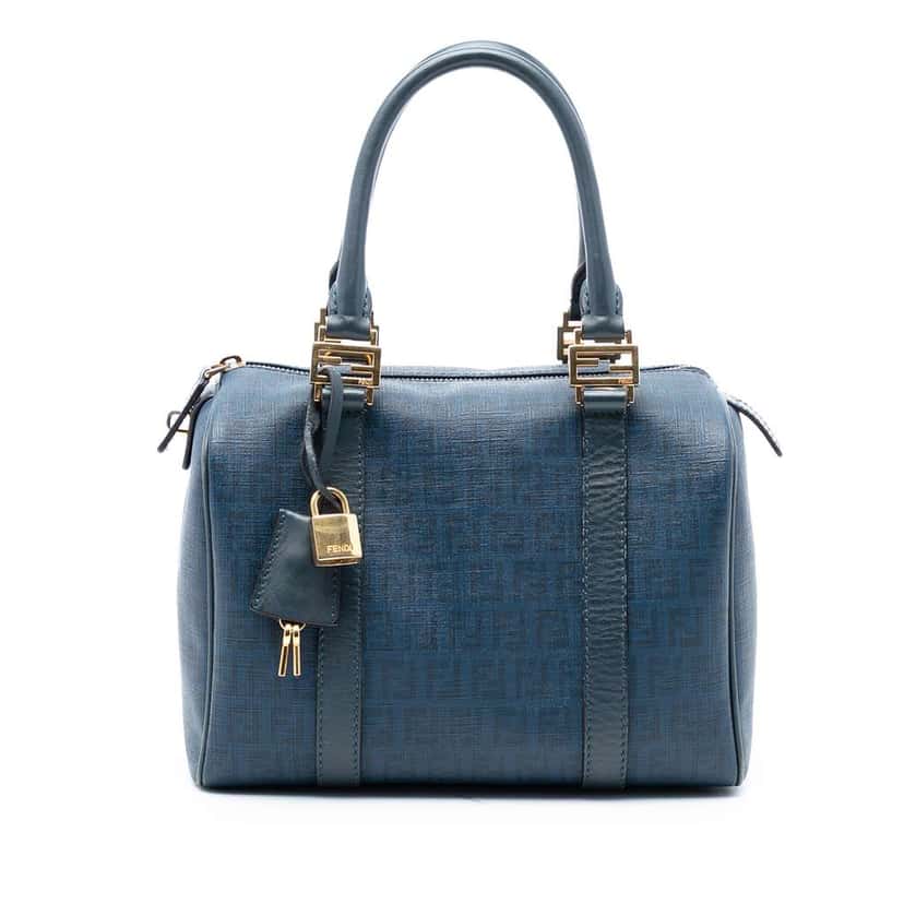 Fendi Zucca Spalmati Boston Bag Blue Canvas Good condition - Front View