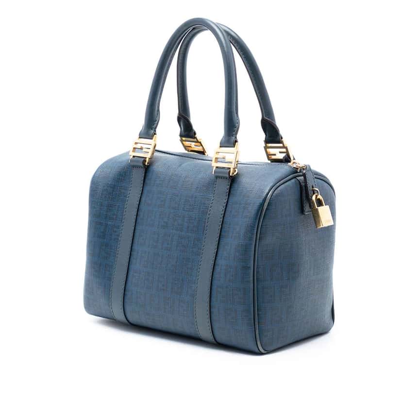 Fendi Zucca Spalmati Boston Bag Blue Canvas Good condition - Back View