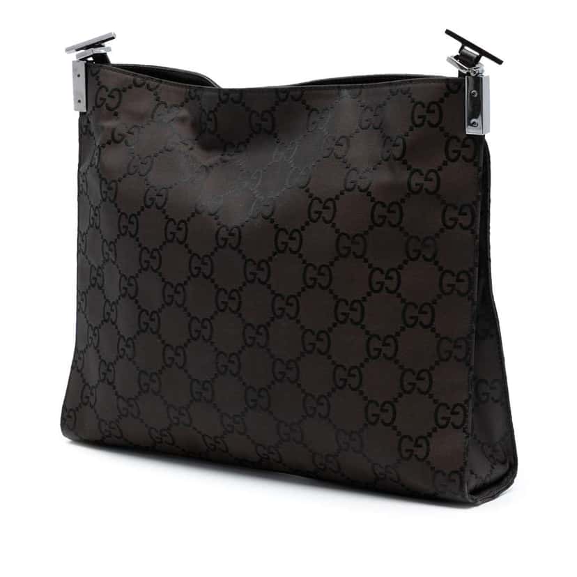 Gucci GG Nylon Double Pocket Crossbody Brown Good condition - Back View