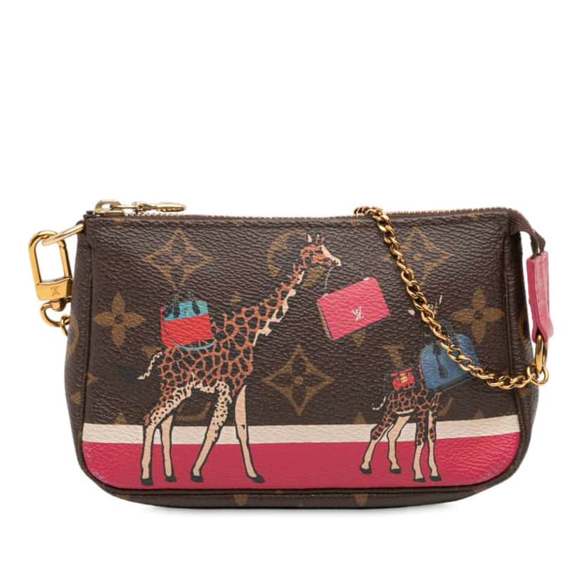 Louis Vuitton Monogram Giraffe Christmas Mini Pochette Accessoires Brown Good condition - Front View