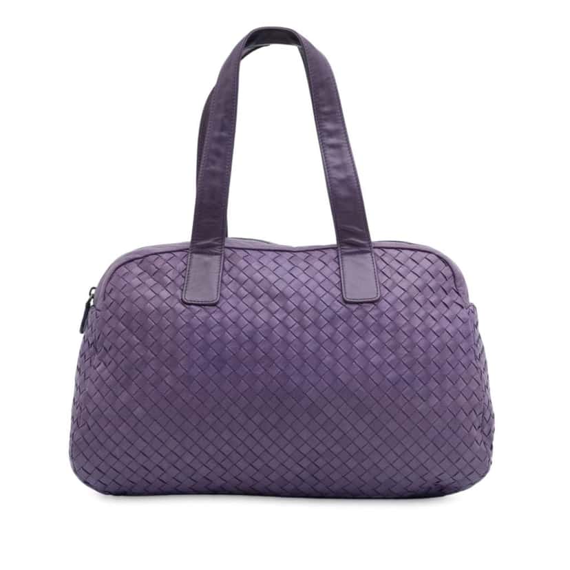 Bottega Veneta Nappa Intrecciato Shoulder Bag Purple Leather Good condition - Front View