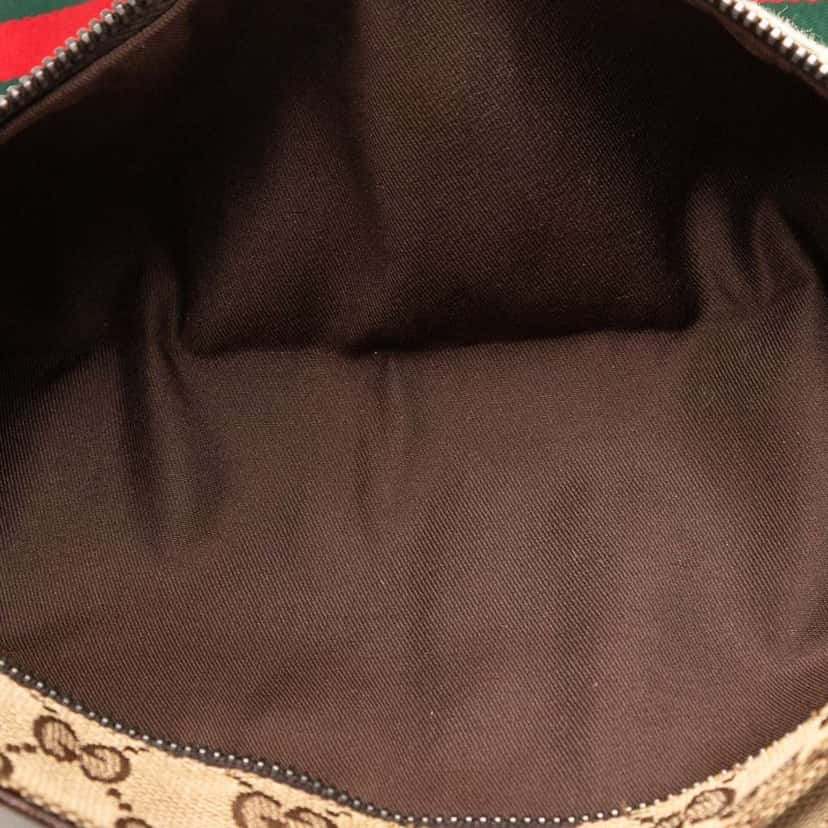 Gucci GG Canvas Web Double Pocket Belt Bag Brown Canvas Good condition - Model View