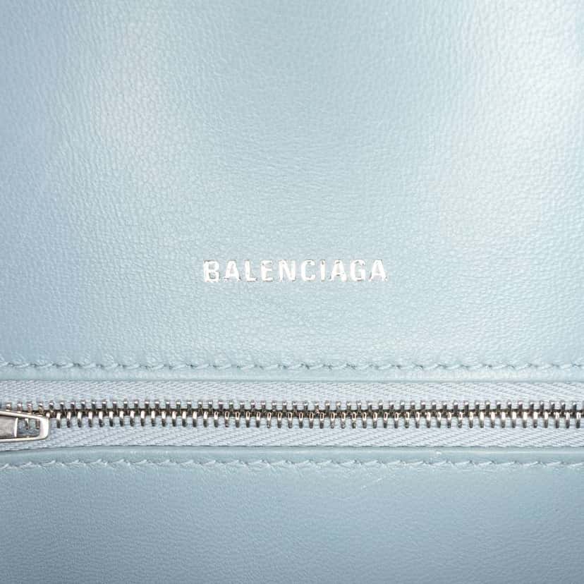 Balenciaga Small Croc Embossed Hourglass Top Handle Bag Blue Leather Very good condition - Box View