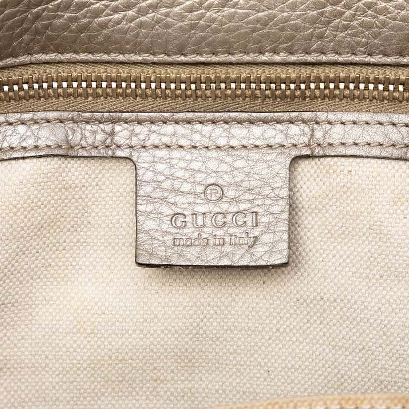 Gucci Medium Calfskin Bamboo Shopper Boston Bag Gold Leather Very good condition - Box View