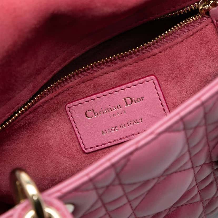 Dior Small Gradient Lambskin Cannage Lady Dior Pink Leather Good condition - Box View
