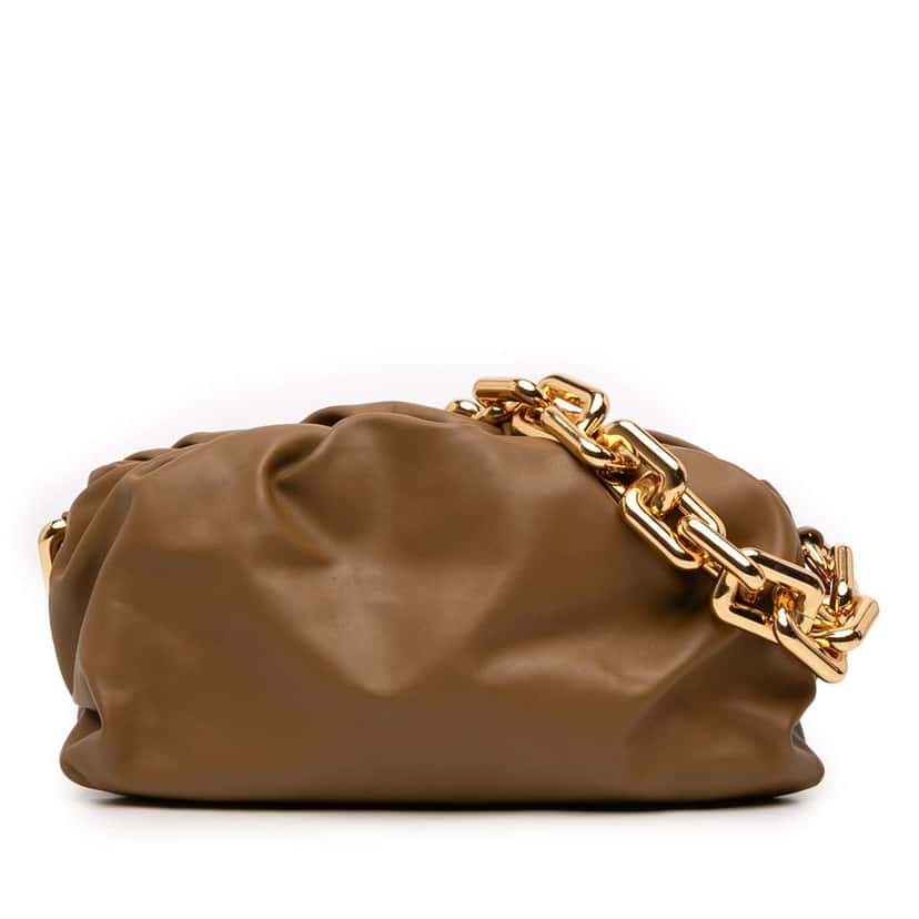 Bottega Veneta Lambskin Chain Pouch Brown Leather Very good condition - Front View