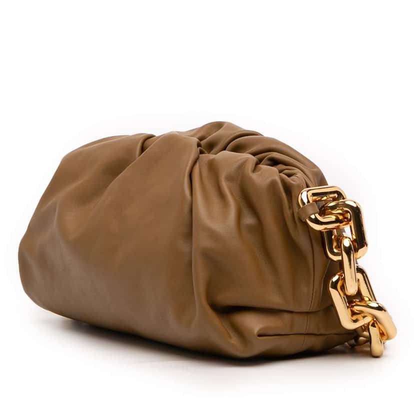 Bottega Veneta Lambskin Chain Pouch Brown Leather Very good condition - Back View