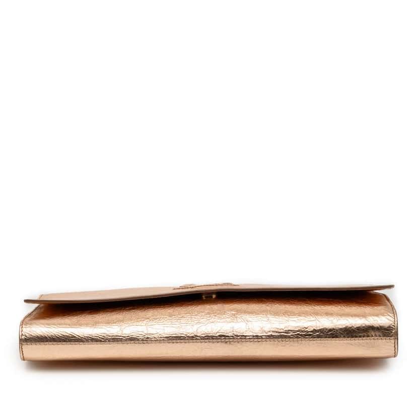 Saint Laurent Large Metallic Calfskin Monogram Belle De Jour Clutch Gold Leather Good condition - Inside View