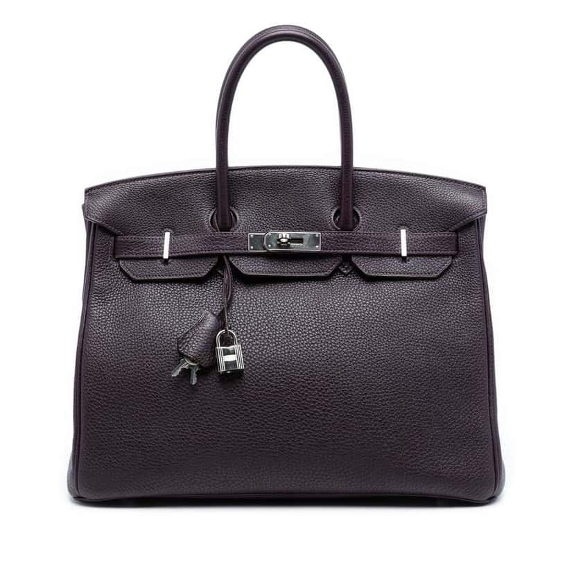 Hermès Togo Birkin Retourne 35 Purple Leather Good condition - Front View