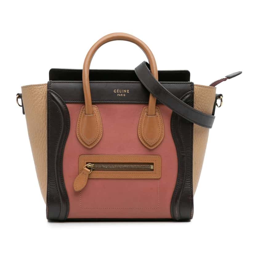 Celine Nano Tricolor Leather Luggage Tote Pink Leather Good condition - Front View