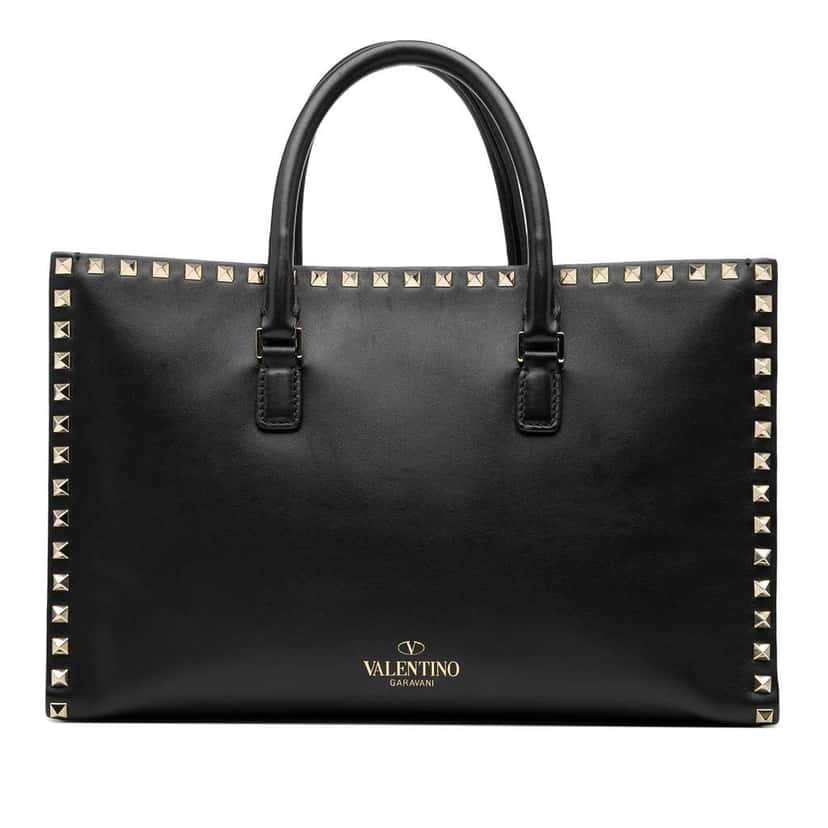Valentino Leather Rockstud Convertible Tote Black Leather Good condition - Front View
