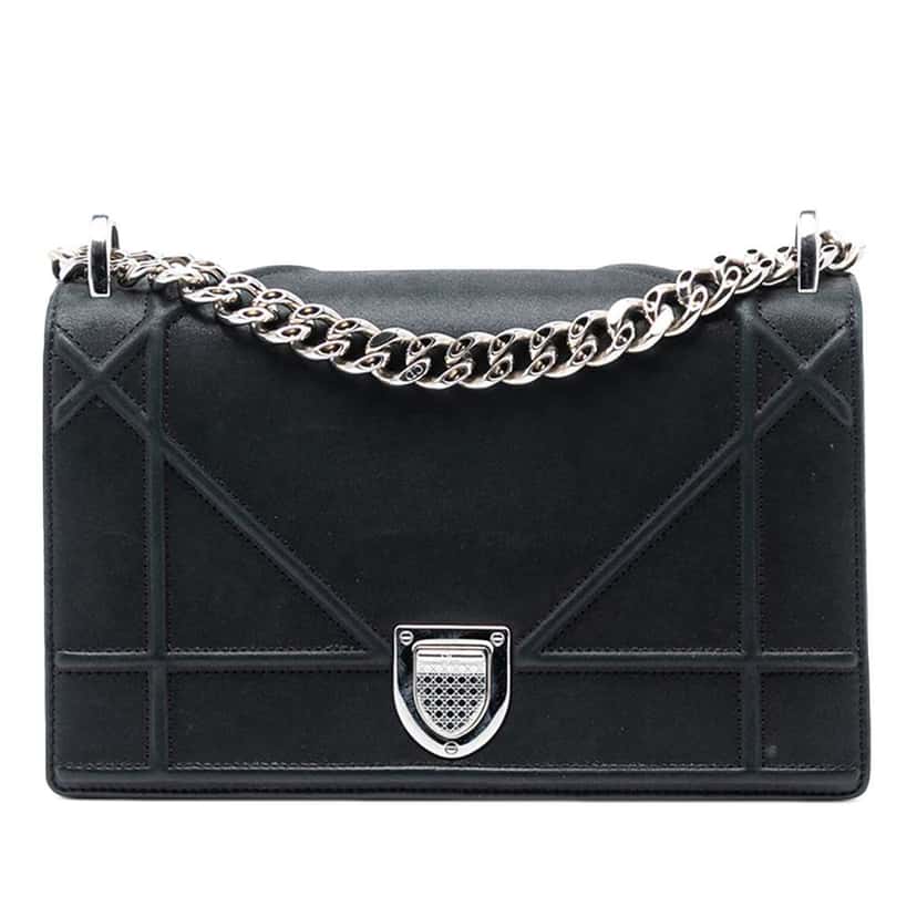 Dior Small Lambskin Diorama Flap Black Leather Good condition - Front View