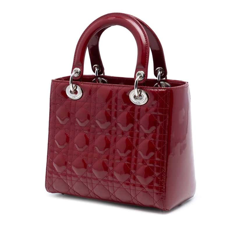 Dior Medium Patent Cannage Lady Dior Red Leather Good condition - Back View